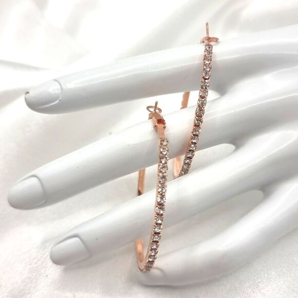 New Large Rhinestone Rose Gold Earrings - Picture 3 of 6
